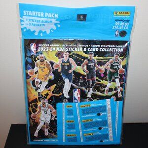 3/$55❤️new sealed 2023-24 NBA Sticker Card Collection Panini album starter pack